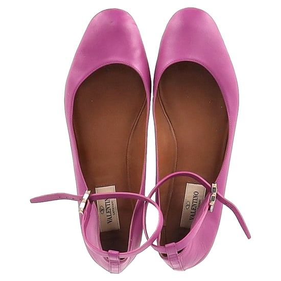 Valentino Garavani Tan-Go Ankle-Strap Ballerina Flats in Pink Leather - Image 5