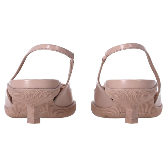 Prada Spazzolato Triangle Logo Pointed Toe 45mm Slingback Pumps in Beige Leather - Image 4
