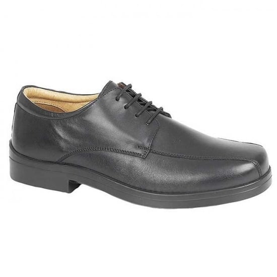 MILTON Mens Leather Tramline Gibson Shoes Black - Image 1