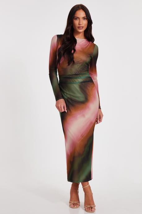 Mesh Marble Print Midaxi Dress - Image 1
