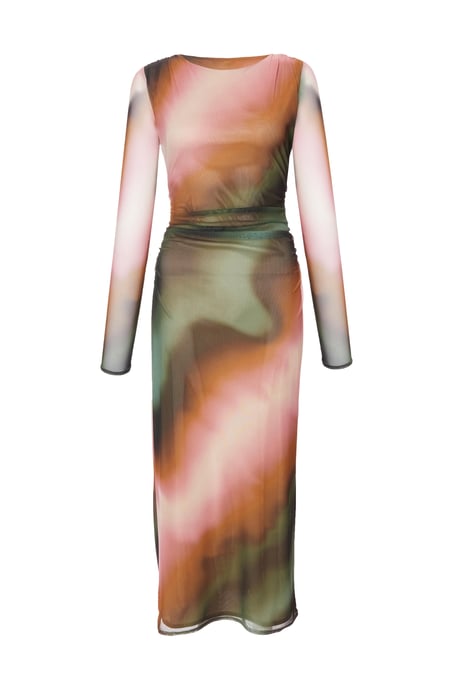 Mesh Marble Print Midaxi Dress - Image 2