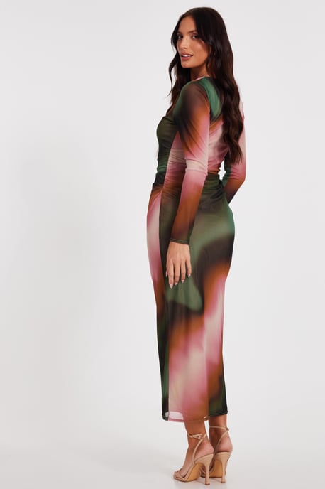 Mesh Marble Print Midaxi Dress - Image 3