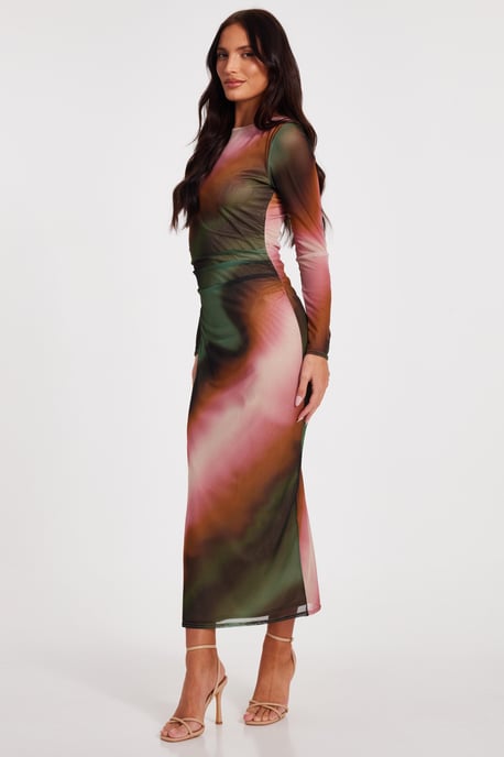 Mesh Marble Print Midaxi Dress - Image 4