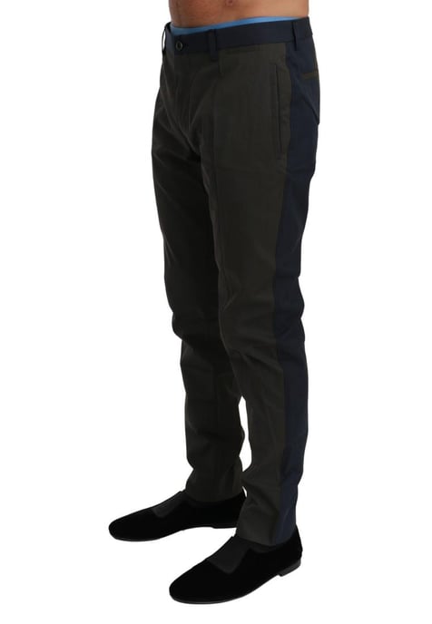 Dolce & Gabbana Men's Blue Gray Stripes Trouser Cotton Pants - Image 1
