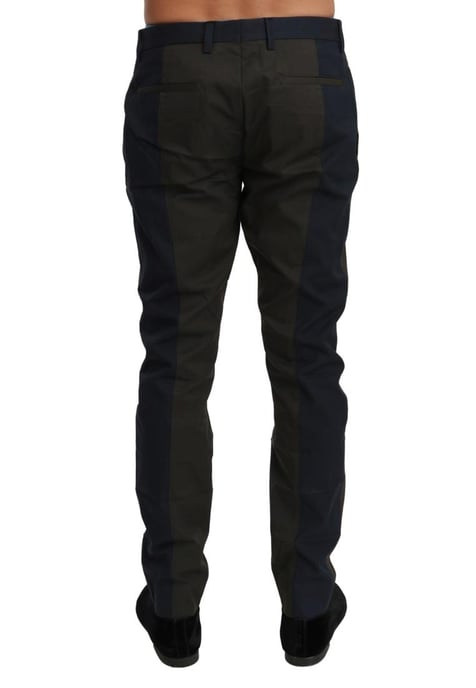 Dolce & Gabbana Men's Blue Gray Stripes Trouser Cotton Pants - Image 2