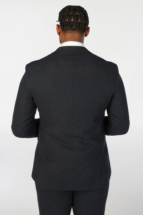 Marineblauwe formele blazer van wolmix tweed voor heren - Image 3