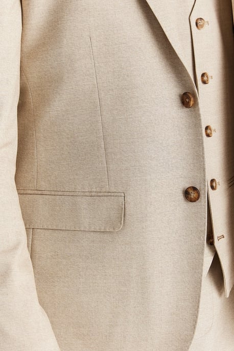 Men's Beige Lightweight Summer Single-Breasted Blazer - Image 4