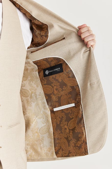 Men's Beige Lightweight Summer Single-Breasted Blazer - Image 5