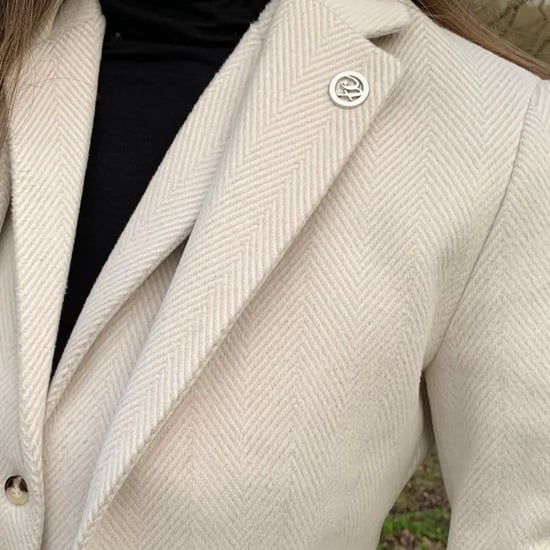 Crèmekleurige getailleerde damesblazer van wolmix tweed - Image 4