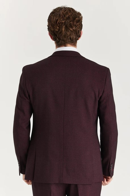 Men's Wine Suit Blazer Prince Of Wales Formal Blazer - Image 3