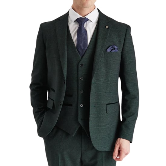 Men's Green Suit Blazer Prince Of Wales Formal Blazer - Image 2