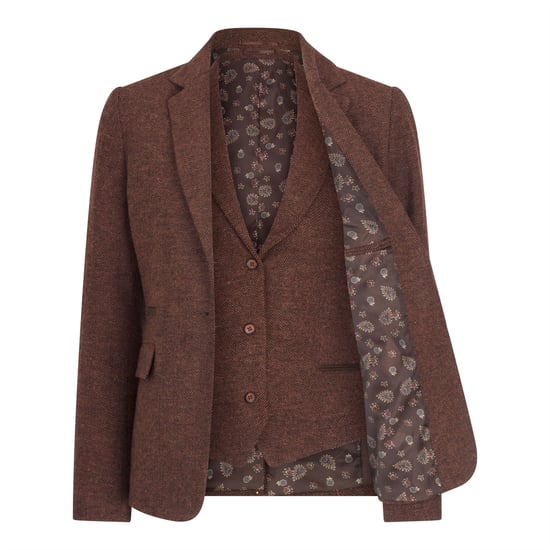 Dames roestbruine visgraat wollen tweed ruitblazer - Image 3
