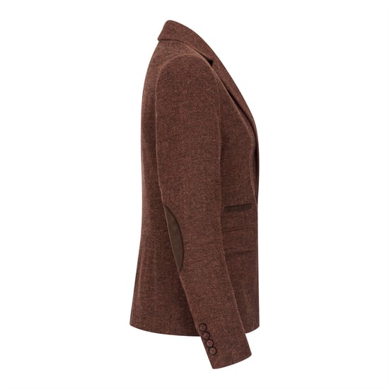 Dames roestbruine visgraat wollen tweed ruitblazer - Image 6