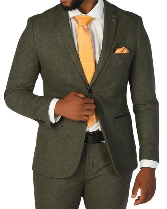 Heren olijfgroene wolmix tweed formele blazer - Image 1