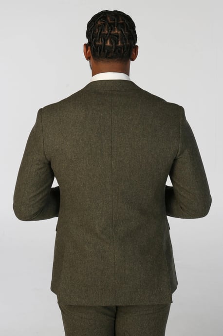 Heren olijfgroene wolmix tweed formele blazer - Image 4
