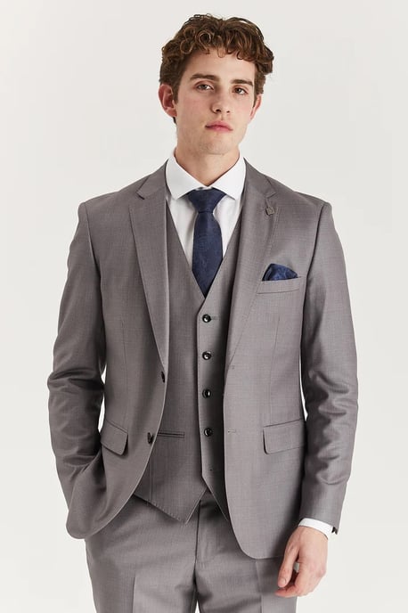 Men’s Grey Tailored Suit Blazer Formal Jacket - Image 1