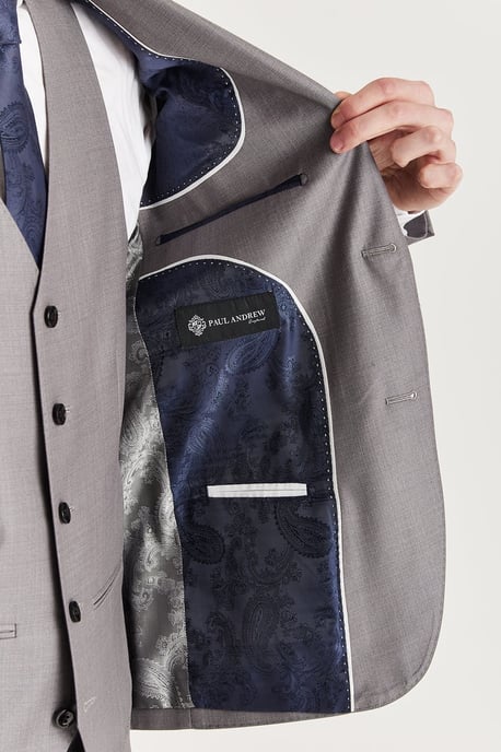 Men’s Grey Tailored Suit Blazer Formal Jacket - Image 4