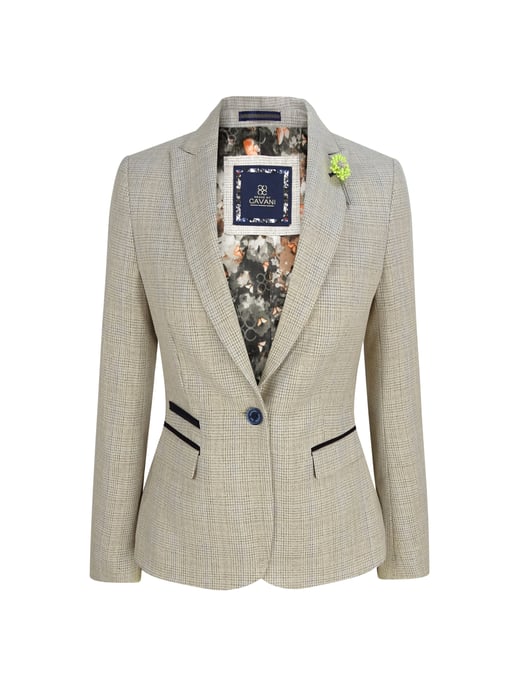Dames Tweed Herringbone Cream Jas Peaky Blinders - Image 1