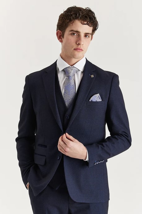 Men's Navy Suit Blazer Prince Of Wales Formal Blazer - Image 1