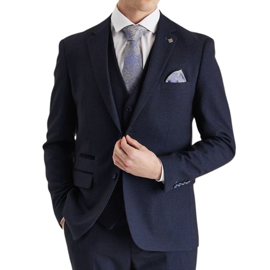Men's Navy Suit Blazer Prince Of Wales Formal Blazer - Image 2