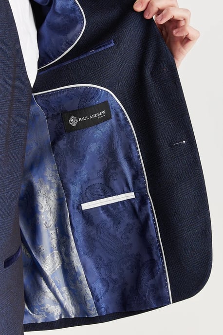 Men's Navy Suit Blazer Prince Of Wales Formal Blazer - Image 5