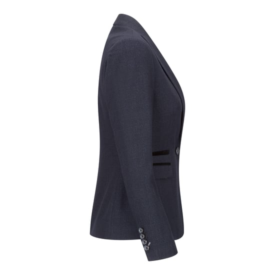 Dames getailleerde tweed marineblauwe geruite blazer wollen jas - Image 2