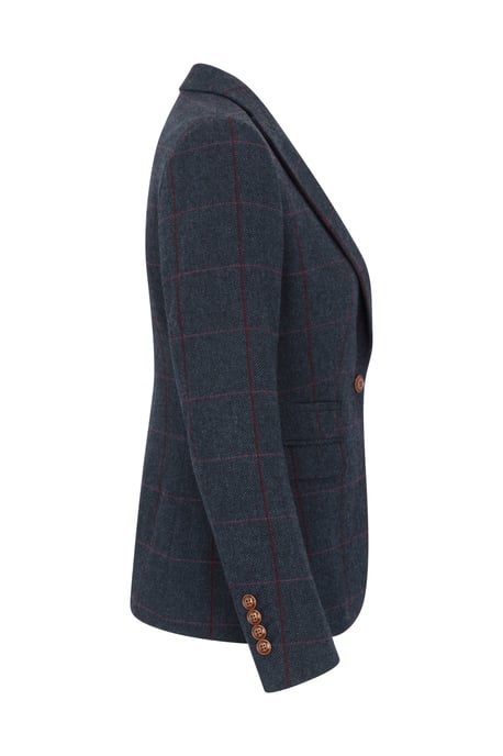 Women's Navy Tweed Tailored Fit Formal Blazer - Image 5