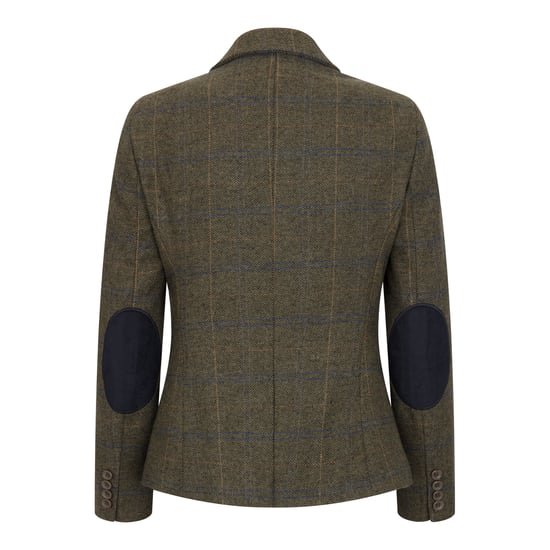 Dames olijfgroene tweedblazer met visgraatmotief - Image 4