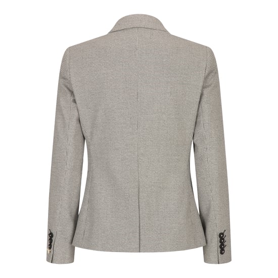 Beige tweed getailleerde wolmix blazer voor dames - Image 5