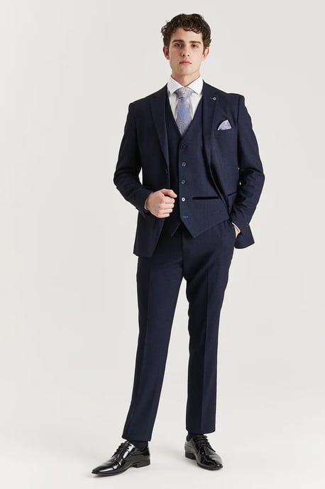 Men's Navy Suit Trouser Prince Of Wales Formal Trouser - Image 2