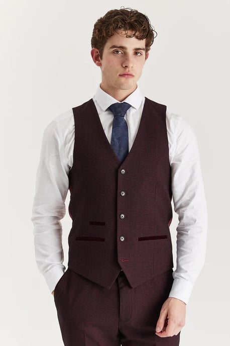Heren wijnpakvest Prince of Wales formeel vest - Image 1