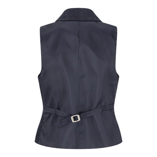 Marinblå Skräddarsydd Fit Tweed formell väst för kvinnor - Image 4
