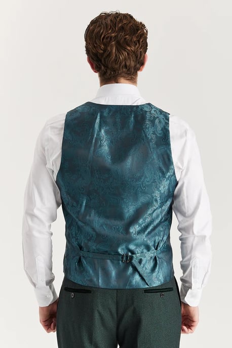 Men's Green Suit Waistcoat Prince Of Wales Formal Waistcoat - Image 2