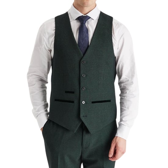 Men's Green Suit Waistcoat Prince Of Wales Formal Waistcoat - Image 3