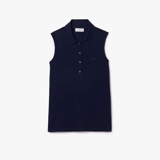 Women's Lacoste Slim Fit L.12.D Sleeveless Stretch Polo Shirt in Navy - Image 4
