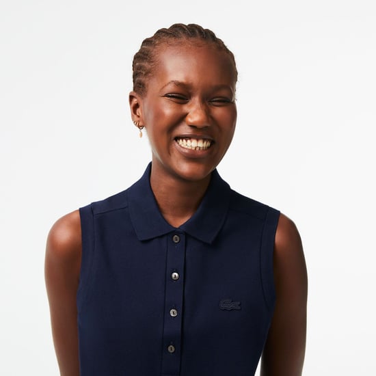 Women's Lacoste Slim Fit L.12.D Sleeveless Stretch Polo Shirt in Navy - Image 6