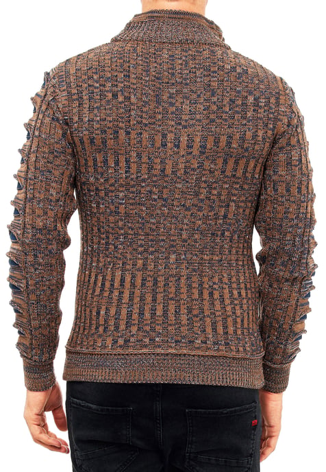 1/2 Zip Coarse Knit Standing Collar Sweater - Image 4