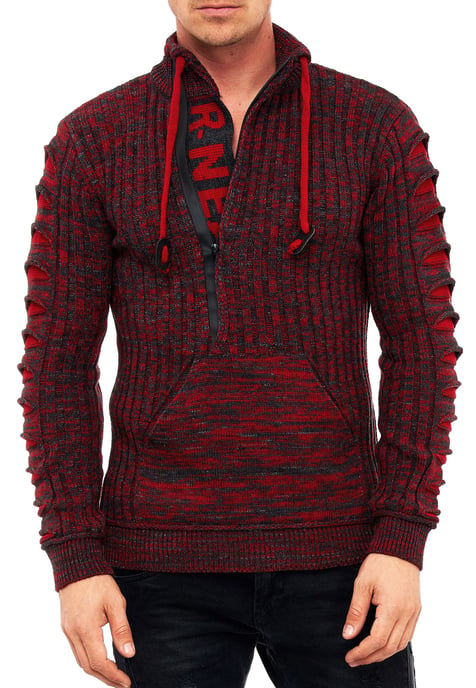 1/2 Zip Coarse Knit Standing Collar Sweater - Image 3