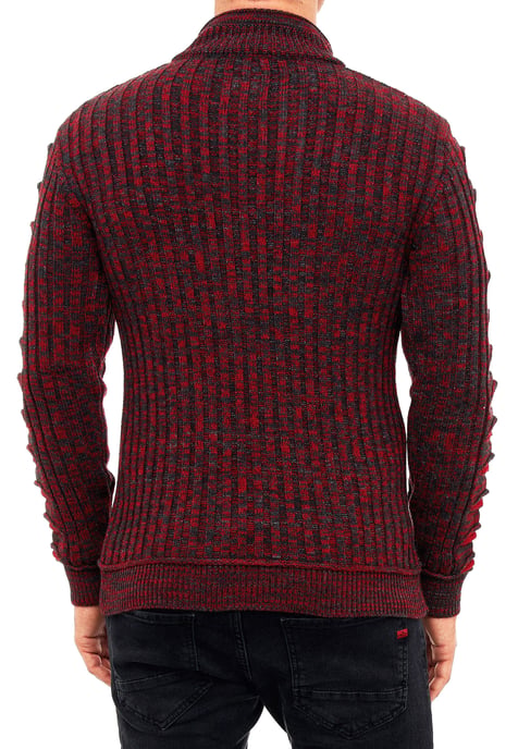 1/2 Zip Coarse Knit Standing Collar Sweater - Image 4