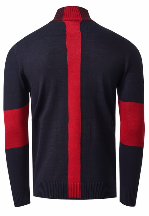Fine-knit sweater in colorblock style with stand-up collar - Image 2