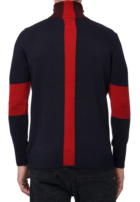 Fine-knit sweater in colorblock style with stand-up collar - Image 5