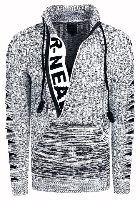 1/2 Zip Coarse Knit Standing Collar Sweater - Image 1