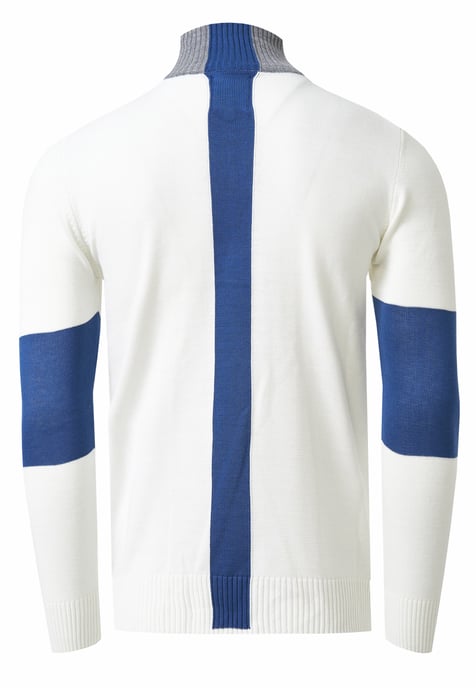 Fine-knit sweater in colorblock style with stand-up collar - Image 2
