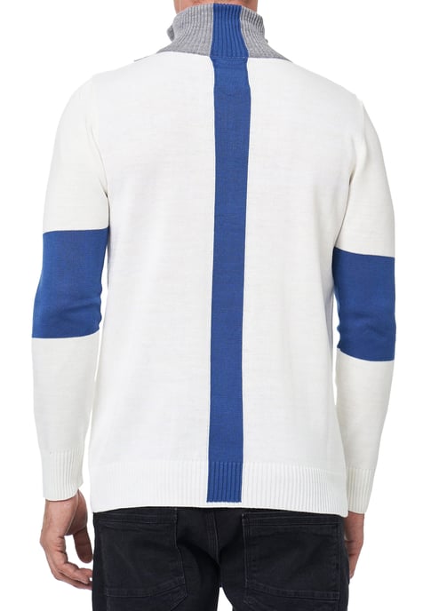 Fine-knit sweater in colorblock style with stand-up collar - Image 5