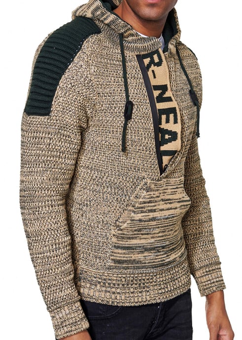 Chunky contrasterende hoodie met 1/2 rits - Image 3
