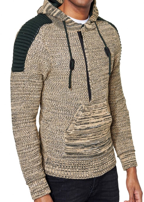 Chunky contrasterende hoodie met 1/2 rits - Image 5