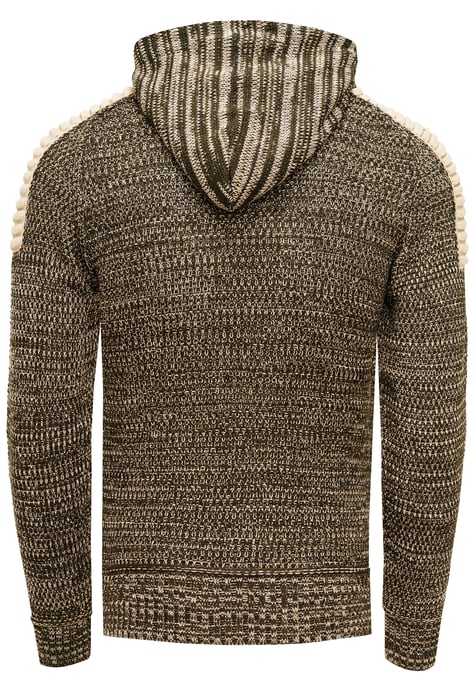 1/2 Zip Chunky Knit Contrast Hoodie - Image 2