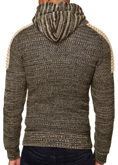 1/2 Zip Chunky Knit Contrast Hoodie - Image 6