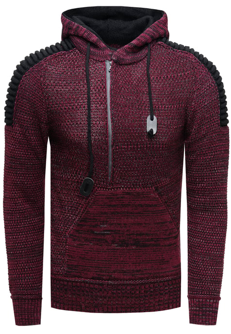 Chunky contrasterende hoodie met 1/2 rits - Image 1