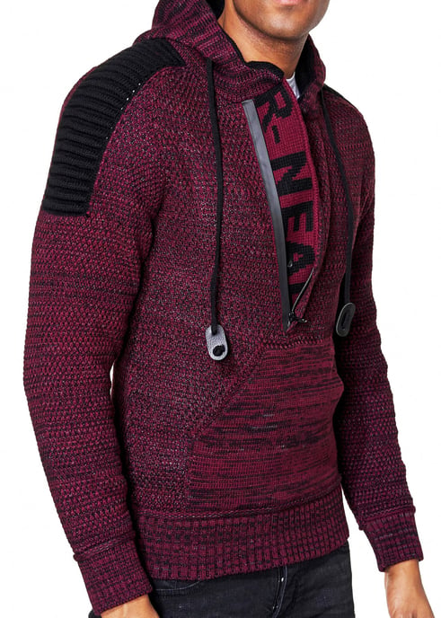 Chunky contrasterende hoodie met 1/2 rits - Image 3